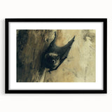 Framed wall art featuring a bat design from a wildlife collection, displayed in a sleek black frame with a mat, perfect for animal-themed decor.