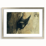 Framed wall art featuring a bat design from the Animals A Wild Life collection, showcasing intricate details and a silver frame, perfect for nature enthusiasts.