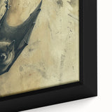 Close-up of a framed canvas wall art design depicting a bat in a natural wildlife setting, featuring intricate details and vibrant colors, perfect for animal lovers.