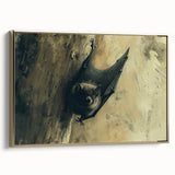 Framed wall art featuring a bat design from the "Animals A Wild Life" collection, showcasing intricate details and gold accents. Perfect for animal lovers and home decor enthusiasts.