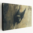 Stretched canvas wall art featuring a detailed bat design, showcasing intricate textures and vibrant colors, ideal for wildlife enthusiasts and home decor.