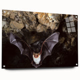Acrylic wall art collection featuring a unique bat design, displayed in a sleek side view with decorative pins, perfect for animal-themed home decor.