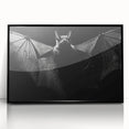 Framed acrylic wall art featuring a detailed bat design in a black frame, ideal for wildlife enthusiasts and home decor. Perfect for adding a unique touch to any room.