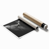 Stylish rolled wall art print featuring a vibrant bat design with intricate details, ideal for animal lovers and home decor enthusiasts, showcased in a protective cardboard tube.