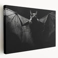 Stretched canvas wall art showcasing a vibrant bat design from the Animals A Wild Life collection, highlighting intricate details and rich colors in a side view presentation.