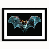 Black-framed wall art showcasing a bat design, part of an 18-piece animal-themed collection, perfect for adding a touch of wildlife elegance to home decor.