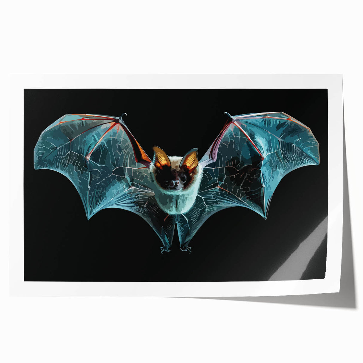 Rolled print of a bat-themed wall art design showcasing intricate wildlife illustrations in earthy tones, perfect for nature enthusiasts and home decor.
