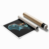 Bat-themed wall art print featuring a detailed illustration of various bat species, designed in a vibrant color palette, perfect for wildlife enthusiasts and home decor.