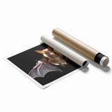 Rolled print showcasing a vibrant bat design from the "Animals A Wild Life" wall art collection, featuring intricate details and bold colors, perfect for wildlife enthusiasts.