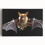 Stretched canvas wall art featuring a detailed bat design in earthy tones, showcasing intricate textures and patterns, perfect for wildlife enthusiasts' decor.