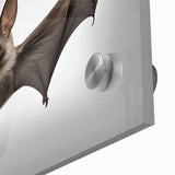 Close-up of a vibrant acrylic wall art piece featuring a detailed bat design, showcasing intricate textures and bold colors, ideal for wildlife enthusiasts.