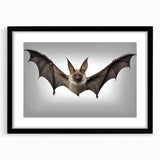 Black-framed wall art collection showcasing a detailed bat design, ideal for animal lovers and wildlife enthusiasts, enhancing home decor with a modern touch.