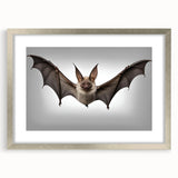 Framed wall art collection featuring a sleek silver mat and a detailed bat design, perfect for wildlife enthusiasts and modern home decor.