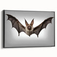 Framed canvas wall art depicting a stylized bat design from a wildlife collection, featuring intricate details and a black frame, perfect for modern decor.