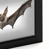 Close-up of a framed canvas wall art featuring a detailed bat design, showcasing intricate patterns and earthy tones, perfect for wildlife enthusiasts and home decor.
