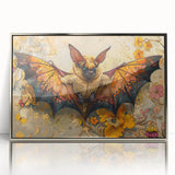 Framed acrylic wall art featuring a sleek, silver bat design from the Wildlife collection, showcasing intricate details and a modern aesthetic, perfect for animal lovers.