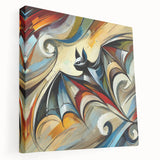 Stretched canvas wall art featuring a detailed bat design from the "A Wild Life" collection, showcasing intricate textures and earthy tones, perfect for nature enthusiasts.