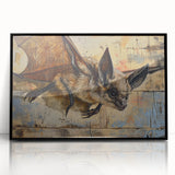 Framed acrylic wall art featuring a bat design in a black frame, showcasing intricate details and vibrant colors, perfect for wildlife enthusiasts and modern decor.