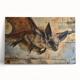 Stretched canvas art featuring a whimsical bat design from the Wild Life collection, showcasing intricate details and rich colors, ideal for animal-themed decor.