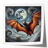 Bat-themed wall art collection showcasing intricate designs on glossy prints, featuring vibrant colors and detailed illustrations, perfect for wildlife enthusiasts.