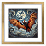 Framed wall art featuring a bat design from a wildlife collection, showcasing intricate details and a gold frame. Ideal for nature-themed home decor.