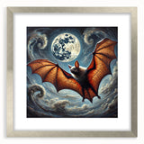 Framed wall art collection featuring a silver mat border and a striking bat design, perfect for wildlife enthusiasts. The artwork adds a modern touch to any room.