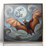 Framed wall art collection showcasing a bat design with intricate details, featuring a gold-accented acrylic front for a modern aesthetic, perfect for animal lovers.