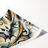 Stylish wall art print featuring a vibrant bat design, showcasing intricate details and bold colors on high-quality paper, ideal for wildlife enthusiasts and decor lovers.