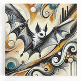 Stretched canvas wall art featuring a vibrant bat design in a wild life theme, showcasing detailed textures and colors for an immersive decor piece.