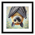 Framed bat-themed wall art from the 'A Wild Life' collection, showcasing intricate wildlife design in black framing, ideal for nature lovers and home decor enthusiasts.