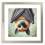 Framed wall art collection showcasing a striking bat design, featuring a sleek silver frame and matting, perfect for wildlife enthusiasts and home decor.