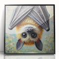 Framed acrylic wall art featuring a stylish bat design, part of a wildlife collection, set against a sleek black frame, perfect for modern decor.