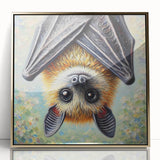 Framed wall art featuring a striking bat design in gold accents, set against a sleek black background, perfect for modern wildlife decor and animal lovers.