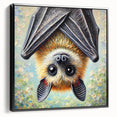 Framed wall art featuring a striking bat design in a black color scheme, showcasing intricate details and textures, perfect for wildlife enthusiasts and home decor.