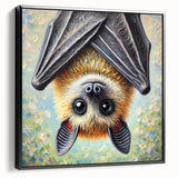 Framed wall art featuring a striking bat design in a black color scheme, showcasing intricate details and textures, perfect for wildlife enthusiasts and home decor.