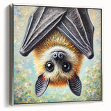 Framed wall art featuring a striking bat design from the "Animals A Wild Life" collection, showcasing intricate details in silver tones, perfect for nature lovers.