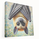 Stretched canvas wall art featuring a vibrant bat design, showcasing intricate details and rich colors, ideal for wildlife enthusiasts and modern decor.