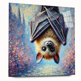 Side view of a unique acrylic wall art piece featuring a bat design from the "Animals A Wild Life" collection, showcasing intricate details and vibrant colors. Perfect for wildlife enthusiasts and modern home decor.
