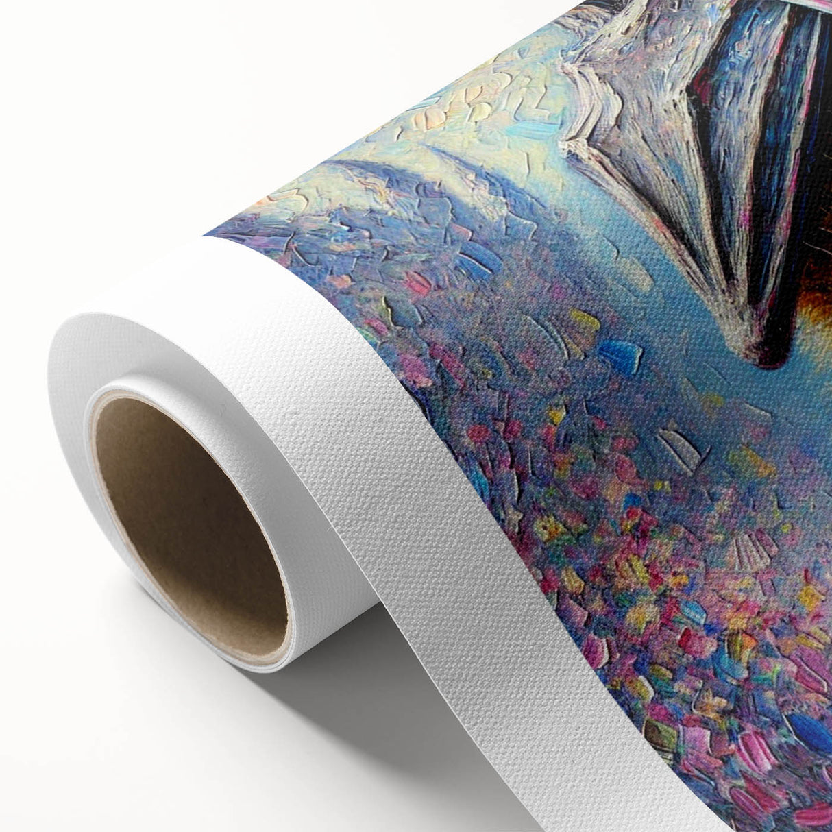 Rolled canvas showcasing a vibrant bat-themed wildlife wall art design, ideal for animal lovers, featuring intricate details and rich colors, packaged securely for delivery.