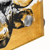 Close-up of a striking wildlife wall art piece depicting a majestic buffalo, featuring vivid colors and intricate details, perfect for nature enthusiasts and home décor.