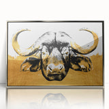 Framed wall art featuring a majestic buffalo, designed in a modern bison motif with a sleek silver frame, perfect for enhancing any wildlife-themed decor.