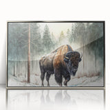 Framed wall art featuring a majestic buffalo in a silver-accented design, ideal for wildlife enthusiasts, adding a striking focal point to any decor.