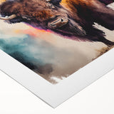 Rolled canvas print showcasing a stunning bison design, highlighted by rich textures and vibrant colors, perfect for wildlife enthusiasts and home decor lovers.