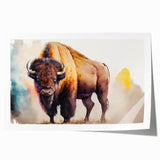 Buffalo wall art print showcasing a detailed bison design in earthy tones, rolled and ready for display. Perfect for wildlife-themed decor or nature enthusiasts.
