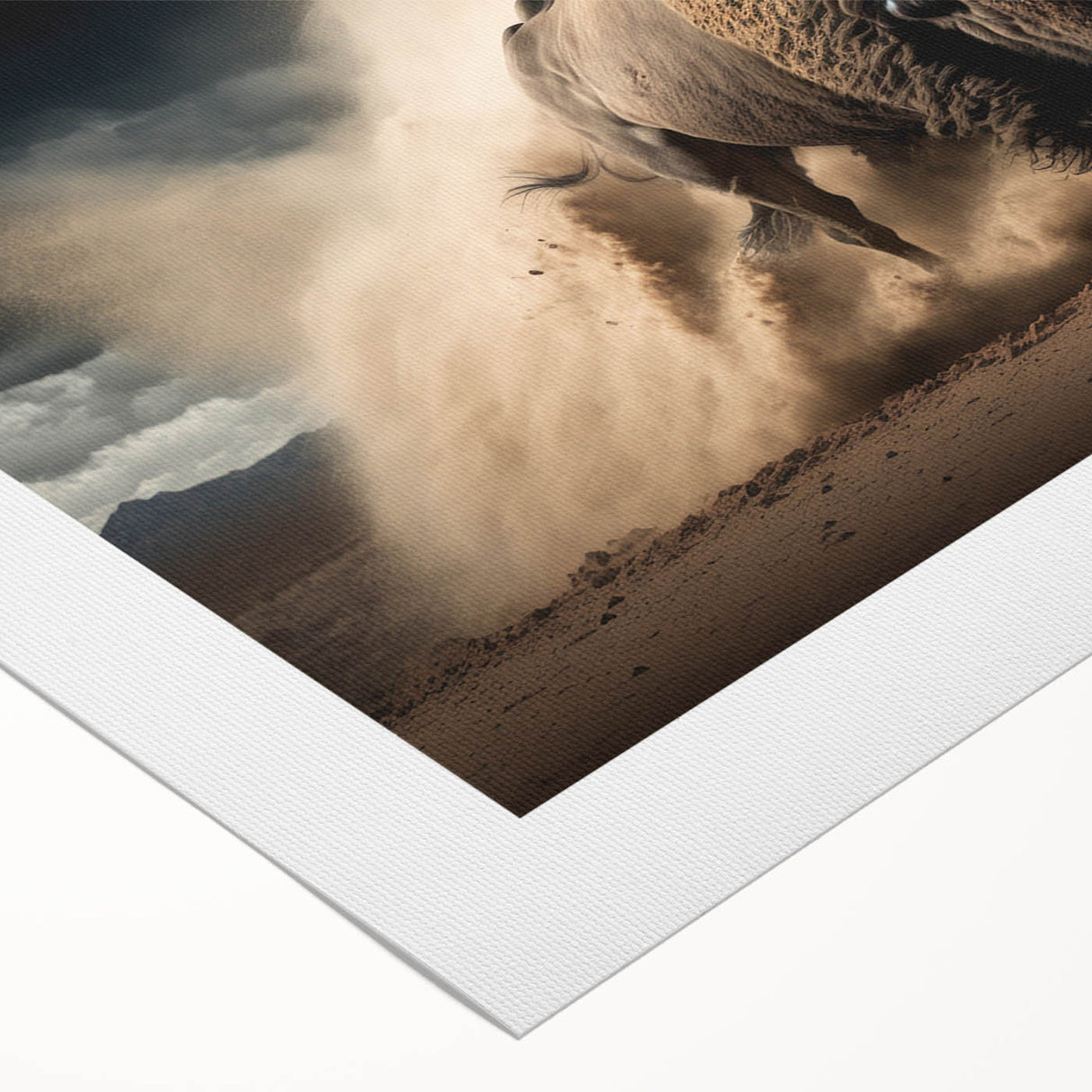 Buffalo wall art design on rolled canvas, showcasing a vibrant depiction of a bison in a natural setting, perfect for wildlife enthusiasts and home decor.