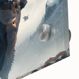 Close-up of a striking acrylic glass wall art piece featuring a majestic buffalo, showcasing intricate details and vibrant colors, perfect for wildlife enthusiasts' decor.