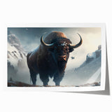 Buffalo wall art print showcasing a detailed illustration of a bison in a natural setting, perfect for wildlife enthusiasts and home decor, rolled for easy display.