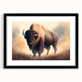 Framed wall art featuring a striking black and white design of a buffalo, showcasing intricate details and textures, perfect for wildlife enthusiasts and modern decor.