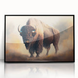 Framed acrylic wall art showcasing a striking black buffalo design, part of the 'A Wild Life' collection, perfect for adding a bold touch to any decor.