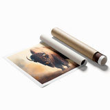 Buffalo wall art print showcasing a detailed bison design against a textured background, perfect for nature-themed decor. Ideal for wildlife enthusiasts and home decoration.